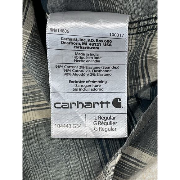 Carhartt Women’s Sz Large Pearl Snap Button Down Long Sleeve Shirt Plaid Relaxed - Picture 11 of 12